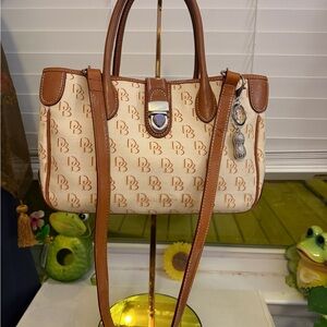 Vintage Dooney and Bourke canvas trimmed in leather.